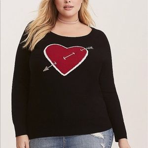 Torrid Black Pullover Red Heart Sweater Size 1